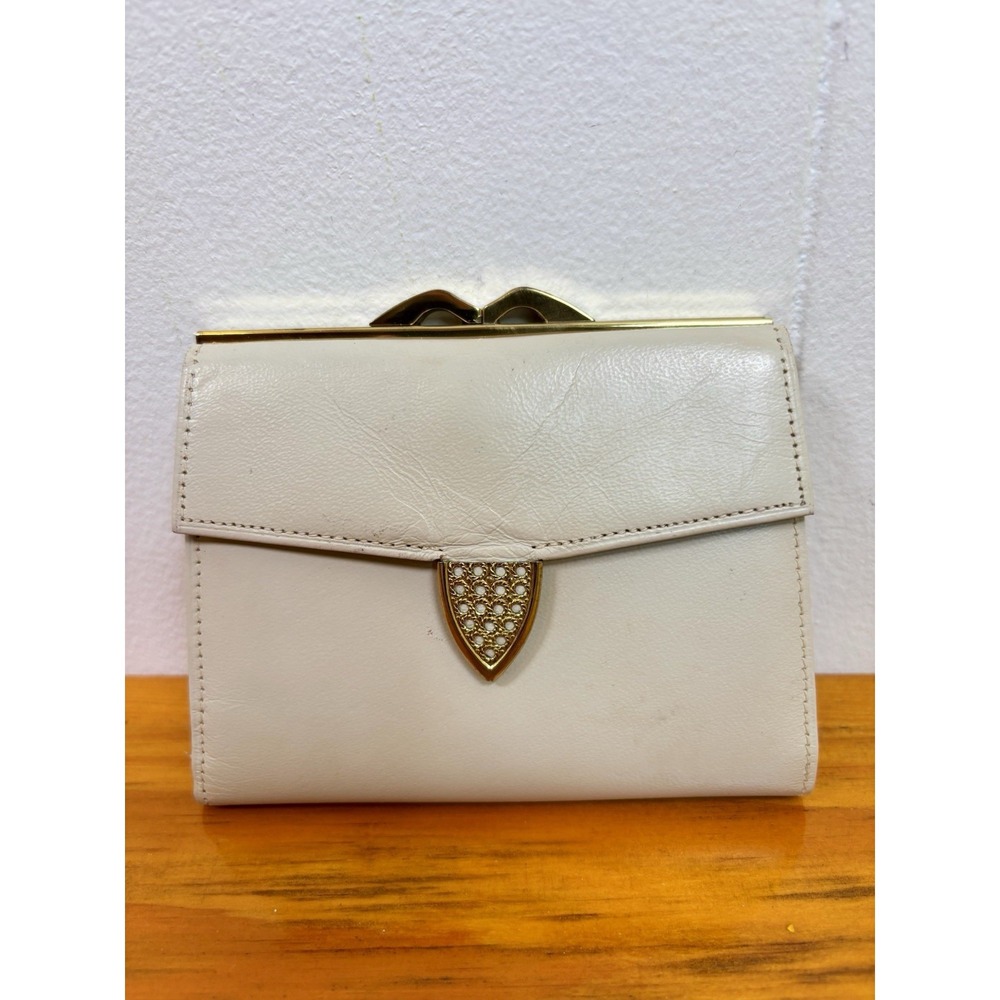 VTG West Germany Lady Baxter Wallet Clasp Coin Pocket Cream Leather Photo